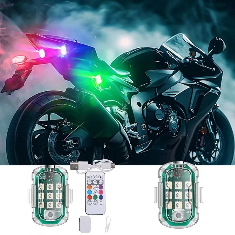 Samochodowe motocyklowe światła stroboskopowe LED RGB 8-kolorowe światła błyskowe LED Bezprzewodowe światło ostrzegawcze samolotu i helikoptera