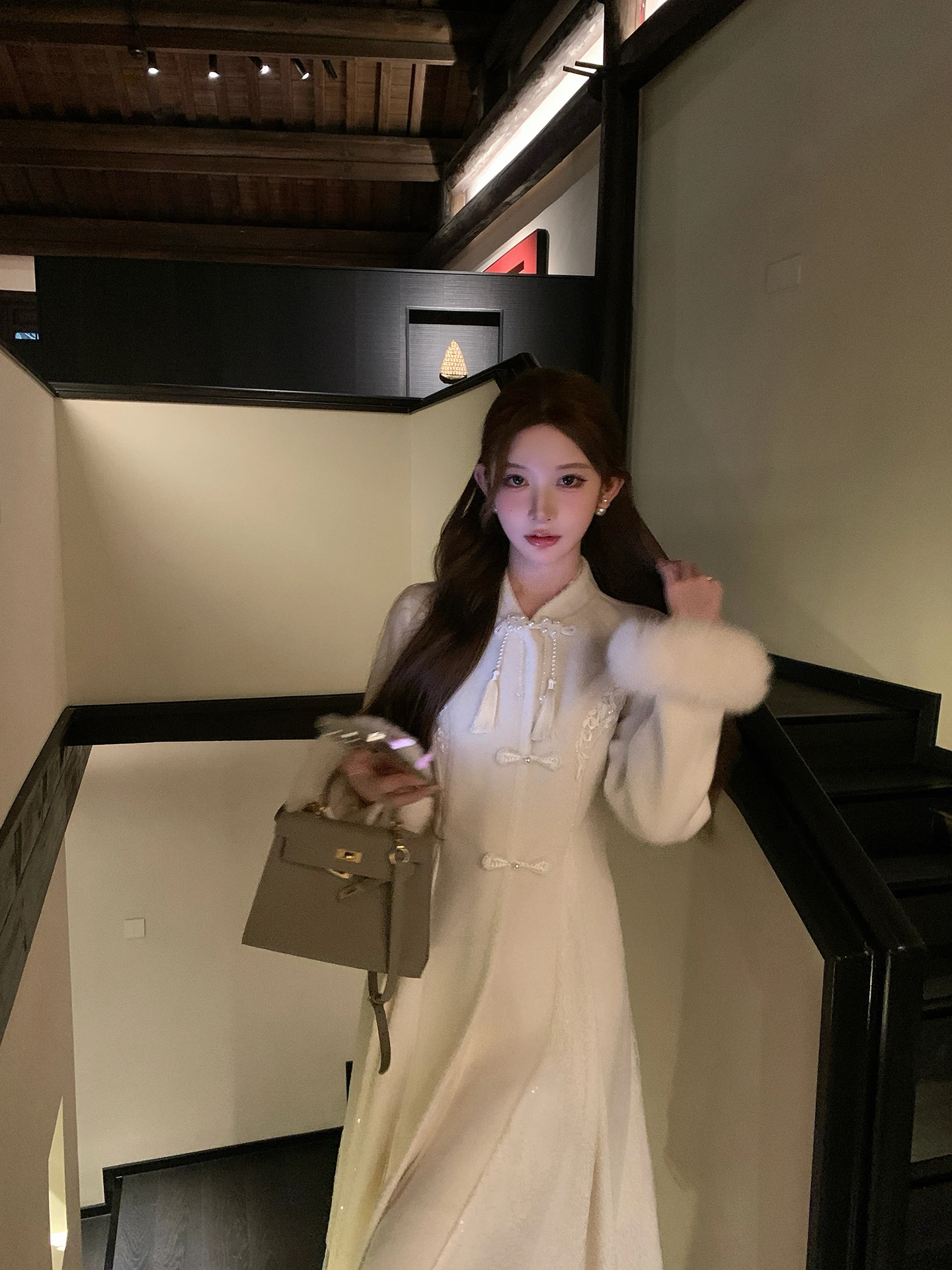 

Двустороннее шерстяное пальто NMIOK для женщин, средней длины, модная зимняя верхняя одежда, 50% полиэстер, 23% шерсть, 7% акрил, 7% нейлон