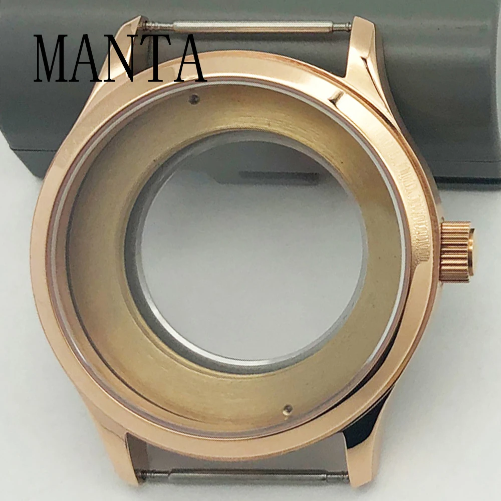 

MANTA 42mm Silver Rose Gold Case Sapphire Glass Watch Parts Fit Miyota8205/8215/821A ETA2836 Mingzhu2813 Seagull ST1612 Movement