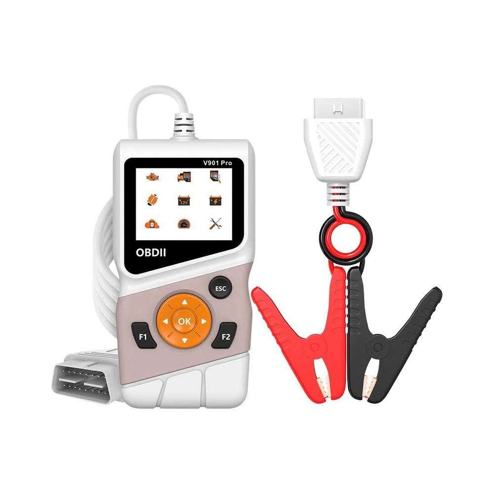 2 in 1 For OBD2 Scanner and 12V Battery Tester for Cars Trucks Motorcycles Boats Reads Pending Stored Manufacturer DTCs
