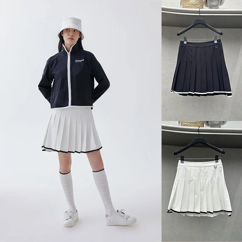 

Woman 2024 Causal Spring And Autumn Golf Irregular Pleated Skirt Color Matching Golf Short Skirt