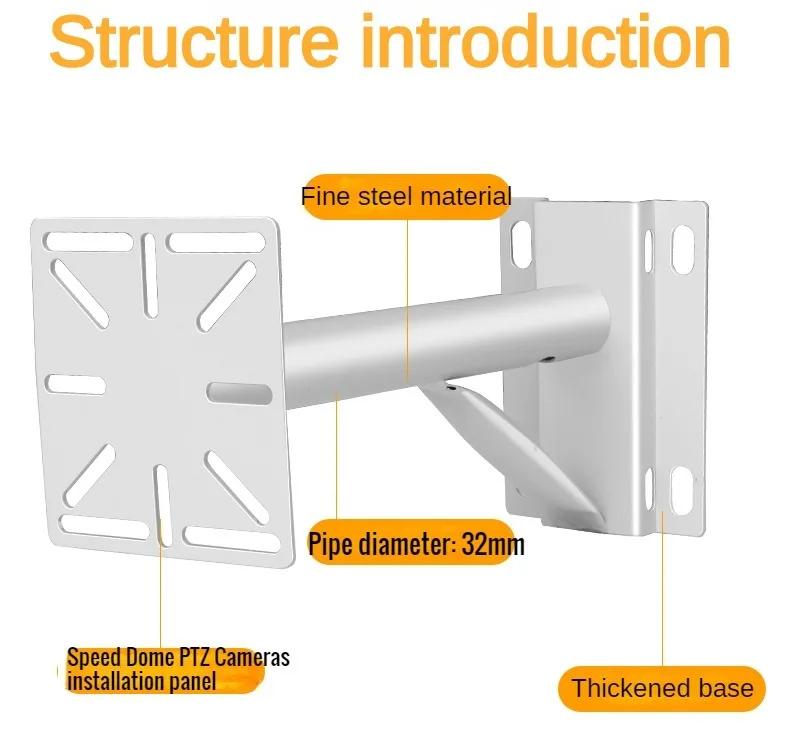 Camera Auxiliary Bracket, Wall / Rod Mounting Bracket for Speed Dome PTZ Cameras Spray Paint Steel, Adapter Multifunctiona Board