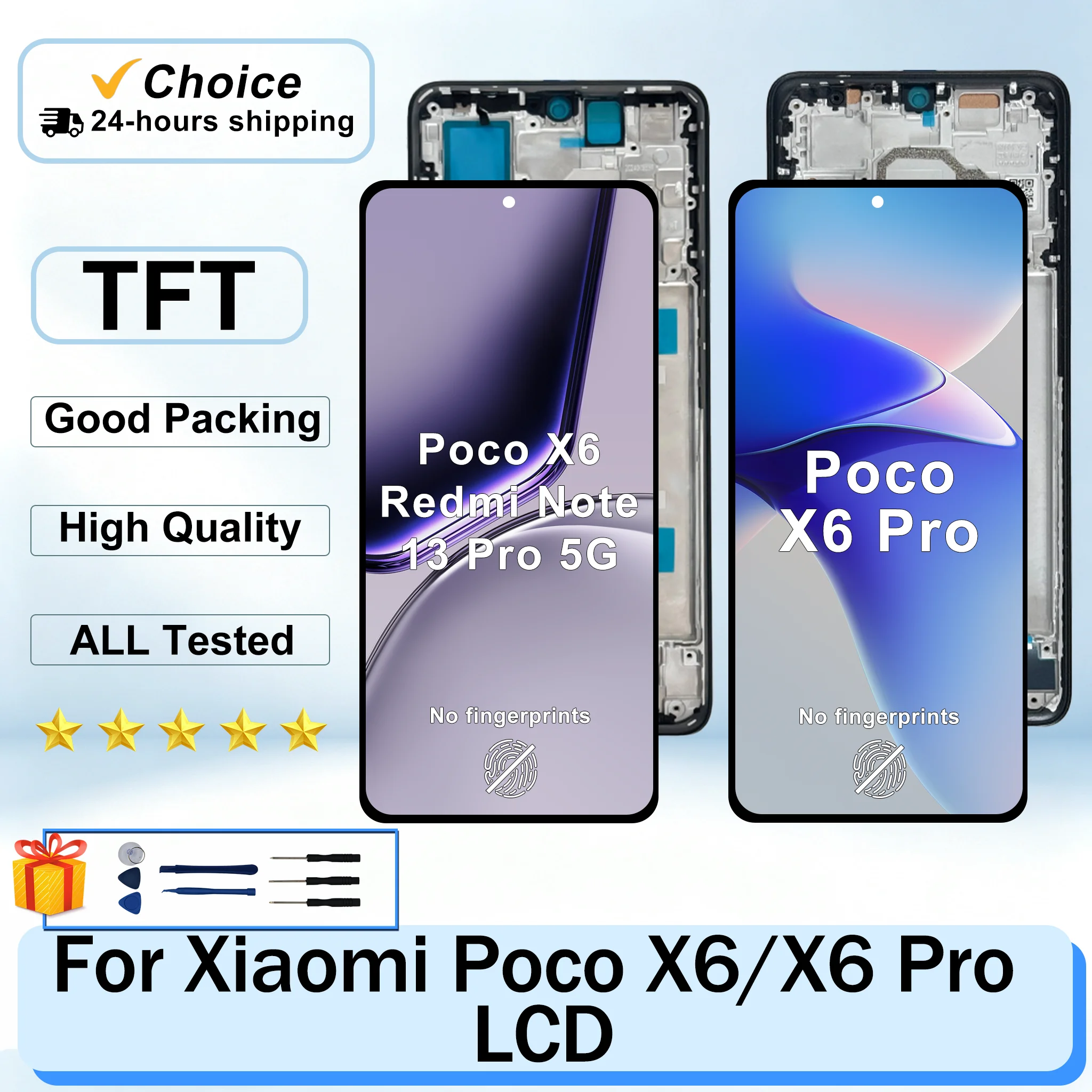 TFT For Xiaomi Poco X6 LCD Redmi Note 13 Pro 5G Display 2312DRA50C Touch Screen Digitizer Assembly Repair For Poco X6 Pro LCD