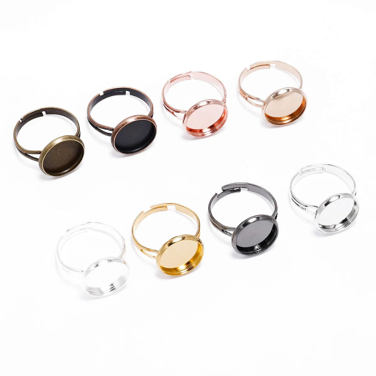 10Pcs Hot Selling Retro Ring Holder Concave DIY Jewelry Accessories Antique Rhodium Color Gun Black Time Gemstone Tray Wholesale