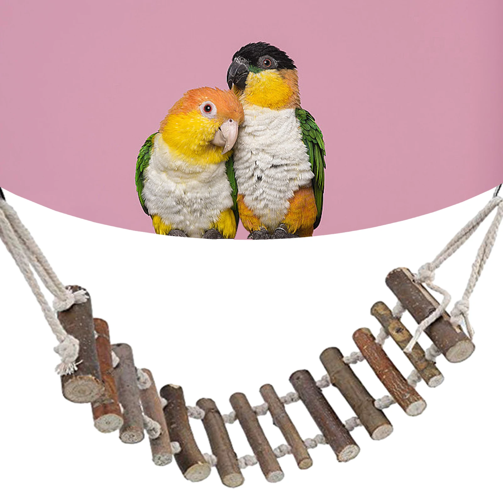 Wooden Parrot Hamster Climbing Ladder Bird Perch Stand Toys for Pet Bird Cage Accessories Parrot Climbing Rope