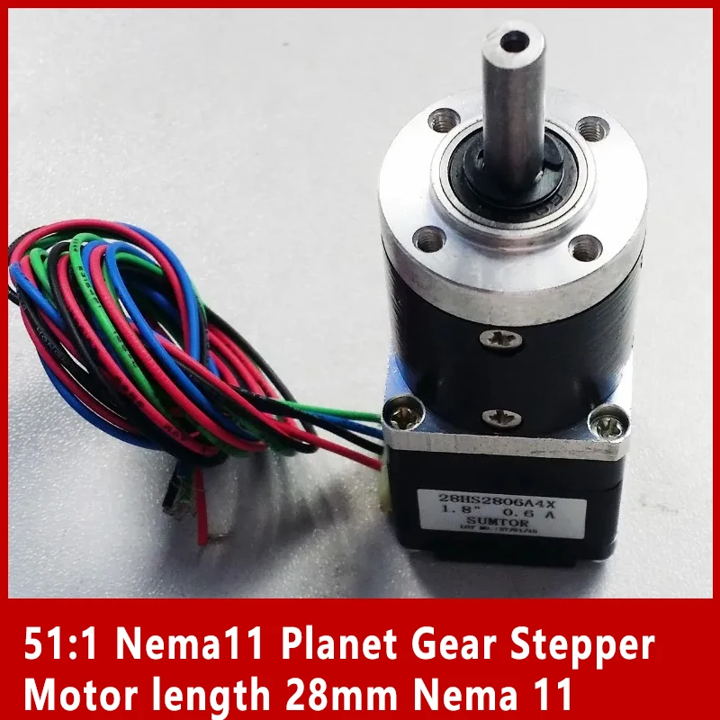 

51:1 Nema11 Planet Gear Stepper Motor length 28mm Nema 11 Geared Stepper Motor