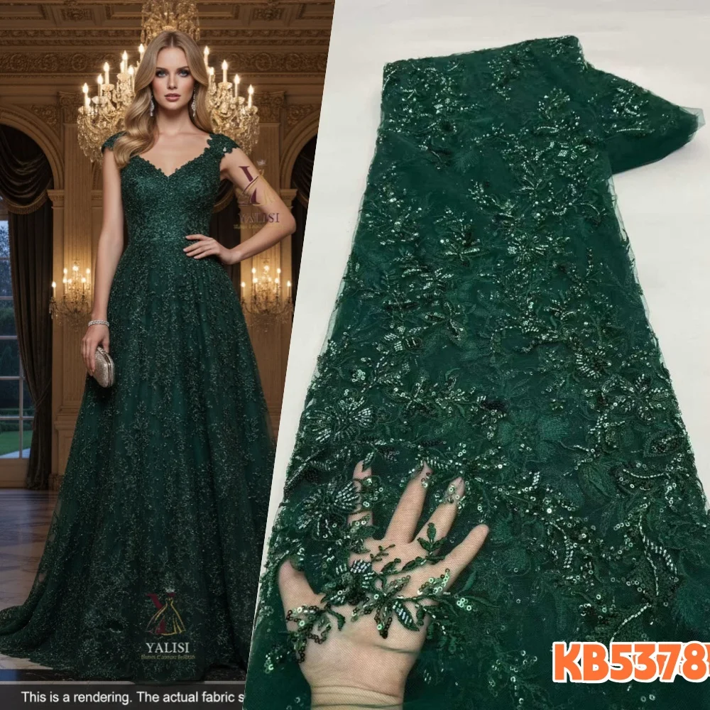 

Африканские кружевные ткани 2026: Роскошные кружева со скидкой, 5 ярдов, Дубай, красные кружева с бисером, блестящие ткани для шитья KB5378