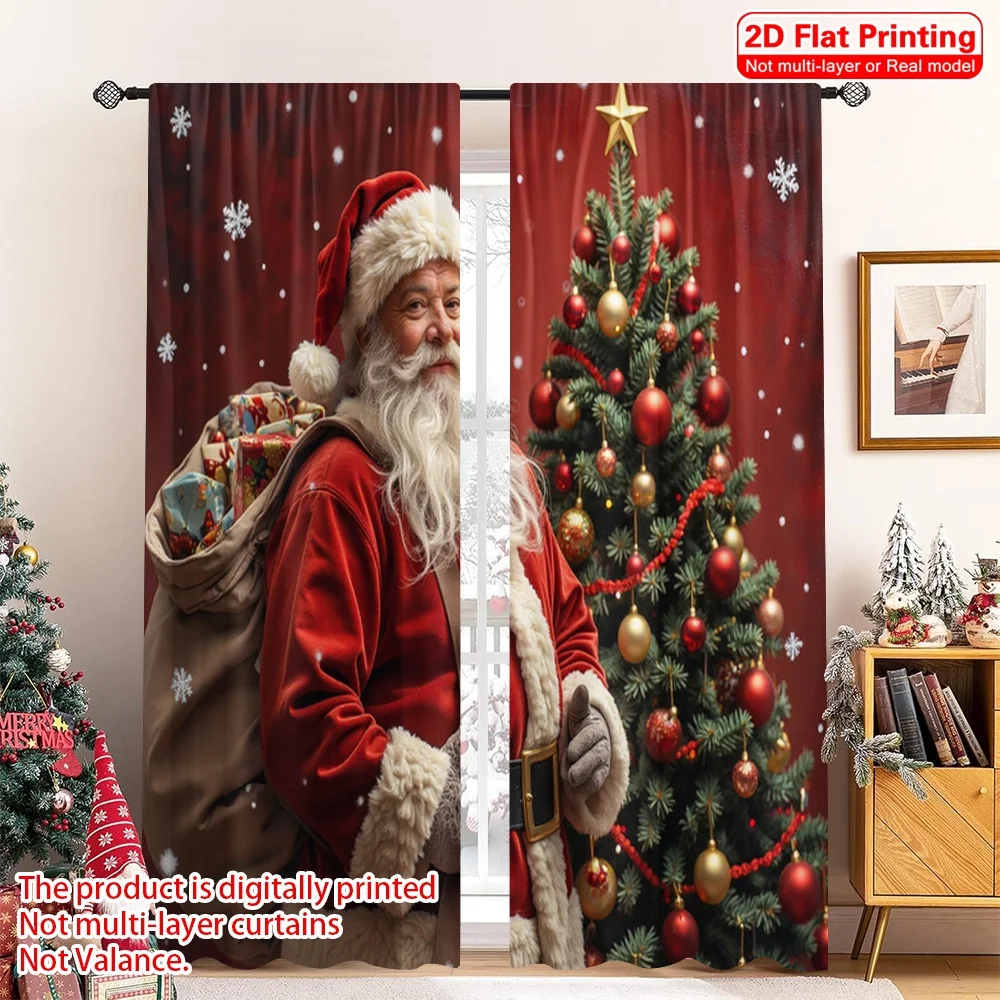 

2pcs 2D flat printing Merry Christmas Popular Drapes Santa Claus Christmas Gifts Bag Fabric Without Electricity Festive Wall