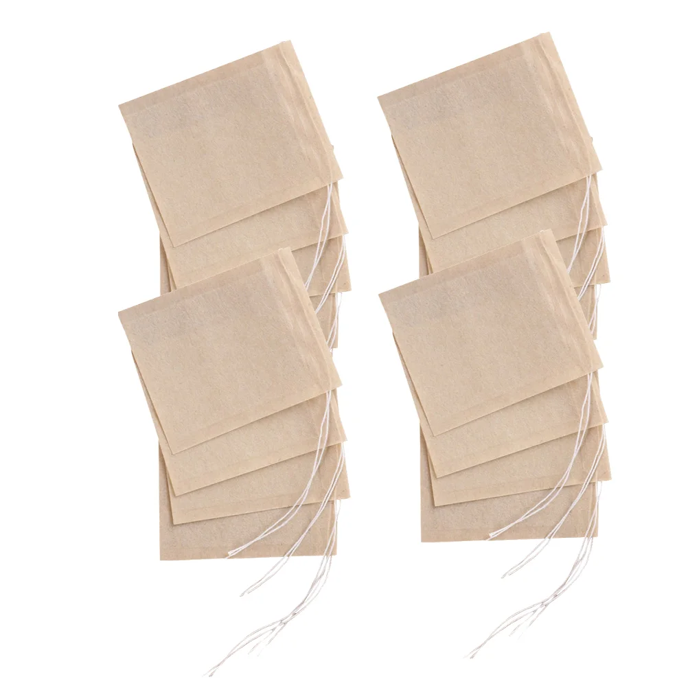 200 Pcs Tea Filter Bags Kitchen Coffee Disposable 8cm Drawstring Strainer Paper