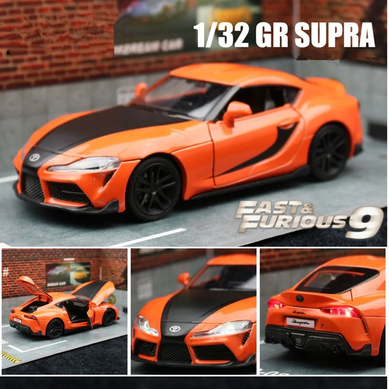 1:32 TOYOTA GR SUPRA Alloy Sports Car Model Diecast Metal Racing Vehicles Car Model Simulation Sound and Light Children Toy Gift