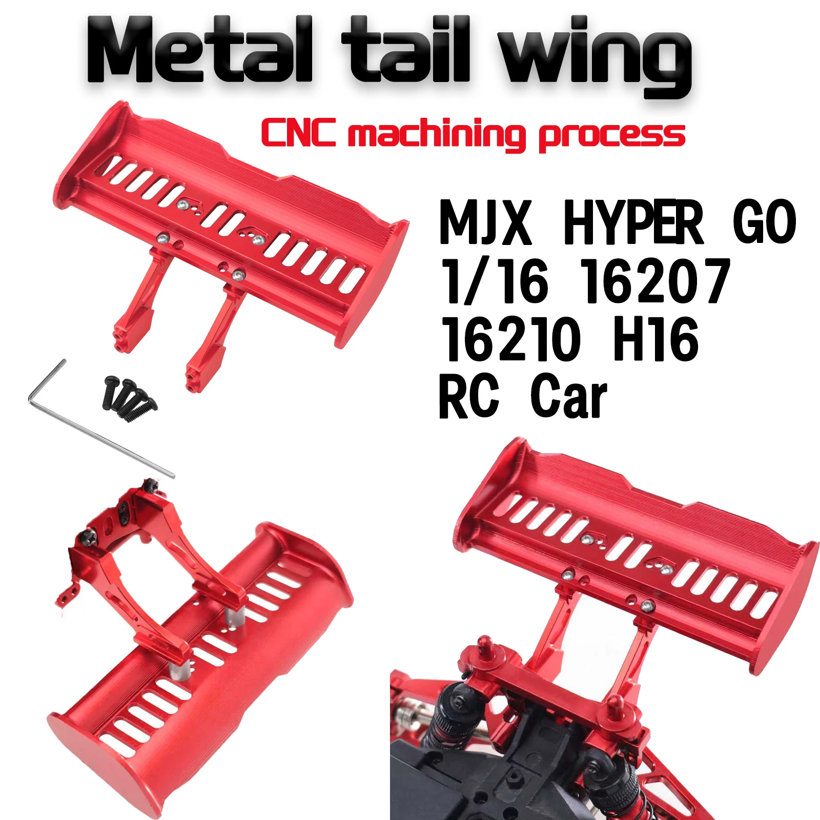 Metal Upgraded Tail Wing For MJX HYPER GO M162 163 16207 16208 16209 16210 H16 1/16  RC Car  General modification parts