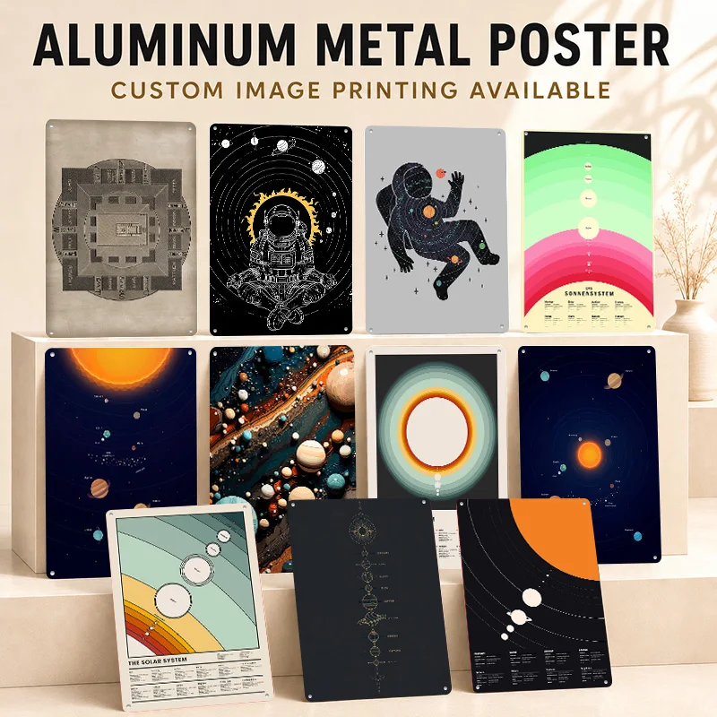 Solar System Printed Posters Personalized Metal Sign Orbital Discovery Tribute Wall Art For Space Room Office Or Astronomer Gift