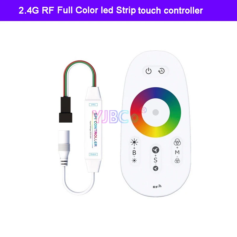 Mini Full Color SPI RGB LED Controller, Painel de toque Dimmer para WS2812 WS2813 WS2815, Pixels LED Strip Light, 2.4G RF, 5V, 12V, 24V DC