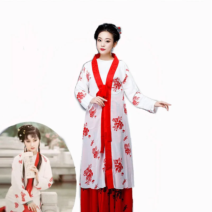 

Fairy Cosplay Hanfu For TV Play Dream Of The Red Chamber Lin Daiyu Drama Costume Elegant Lady Robe Classical Opera Stage Wear