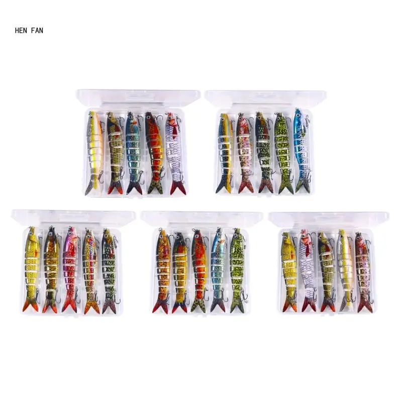 

5Pcs Artificial Fishing Lures Swimbait Wobblers Multiple Section Jointed Lures M89D