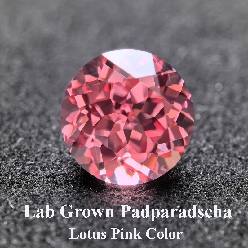 

Lab Grown Padparadscha Round Shape Lotus Pink Color Charms Bead for Diy Jewelry Making Bracelet Materials Selectable Certificate