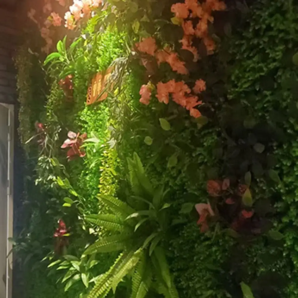 لوحة حائط للنباتات الاصطناعية ذاتية الصنع زهرة عباد الشمس محاكاة ورقة نبات القيقب الحياة الأبدية لا سقي حصيرة العشب الأخضر المزيفة #2