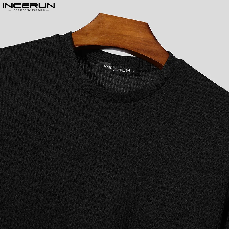 Stylish Casual Style Tops INCERUN Men Tight Fitting Patchwork Mesh T-shirts Sexy Male Hot Sale Long Sleeved Camiseta S-5XL 2024