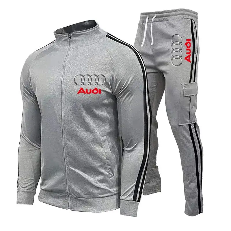 2025 New Audi Brand Cycling Suit Sports and Leisure Set Printed Men's Racing Suit Splicing Sports Suit Set