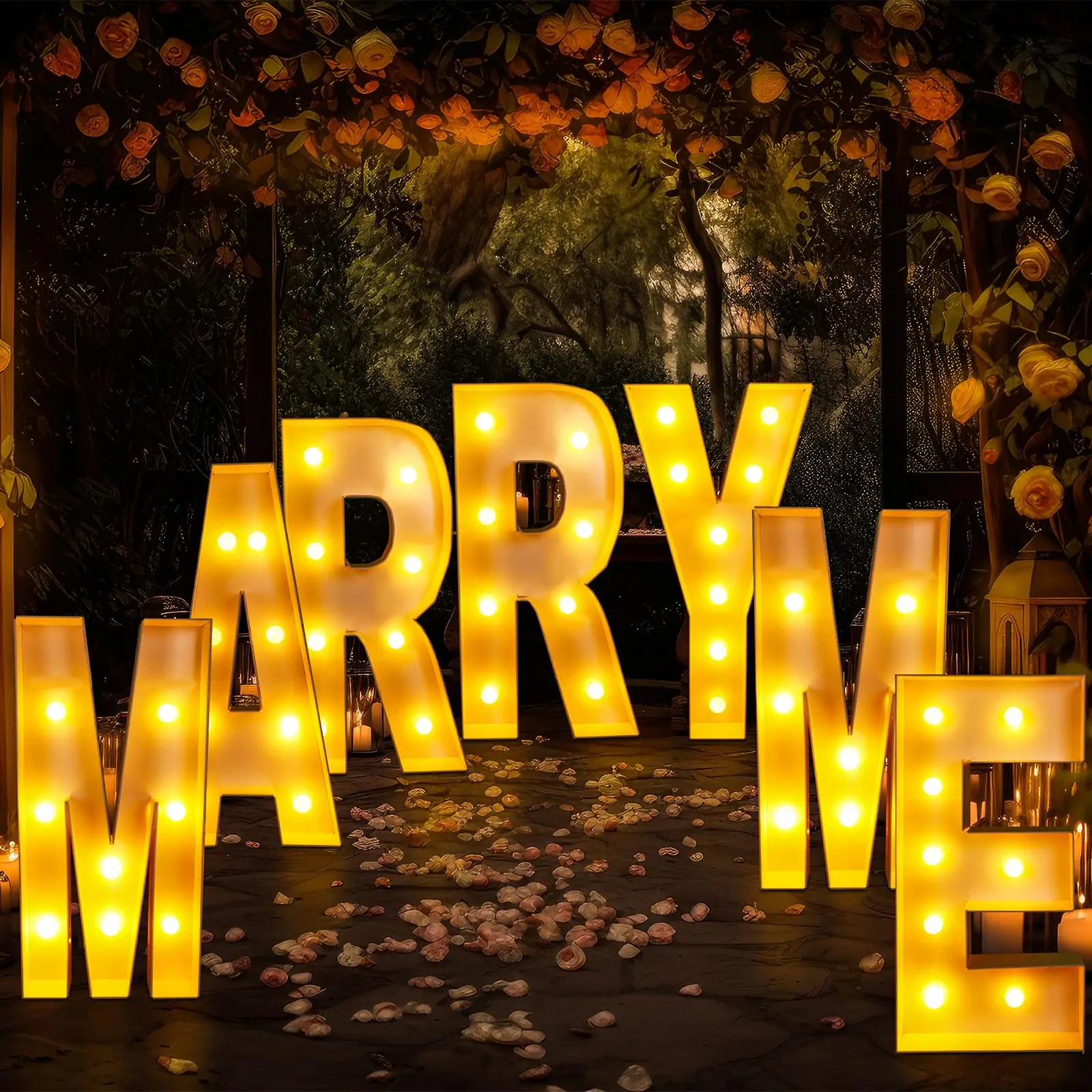 3/4ft 90/120cm Tall Marry Me Light up Letters Sign LED Will You Marry Me Marquee Lights Wedding Engagement Proposal Decorations