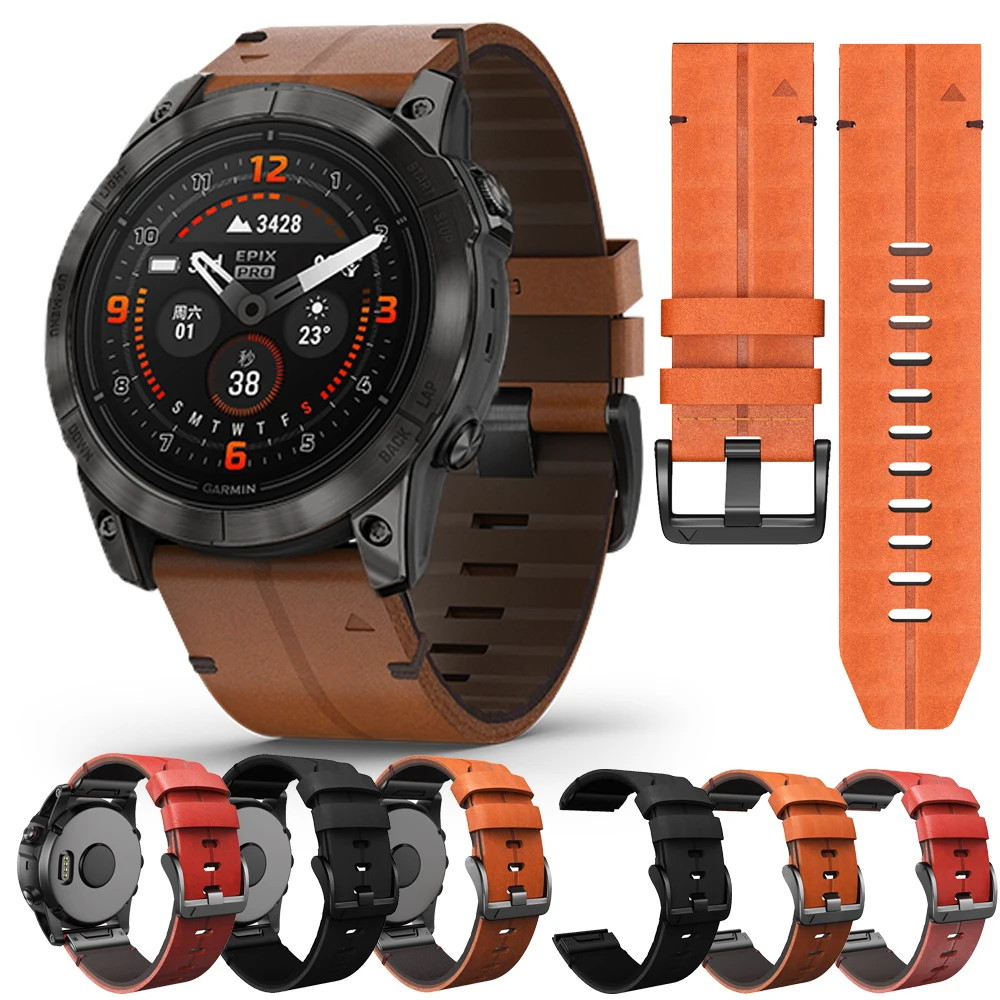 

Кожаный ремешок для Garmin Fenix 1 2 3 7X 7 6X 6Pro 5 5X Plus epix Pro 47 мм Forerunner 935 Quatix 5 6 7