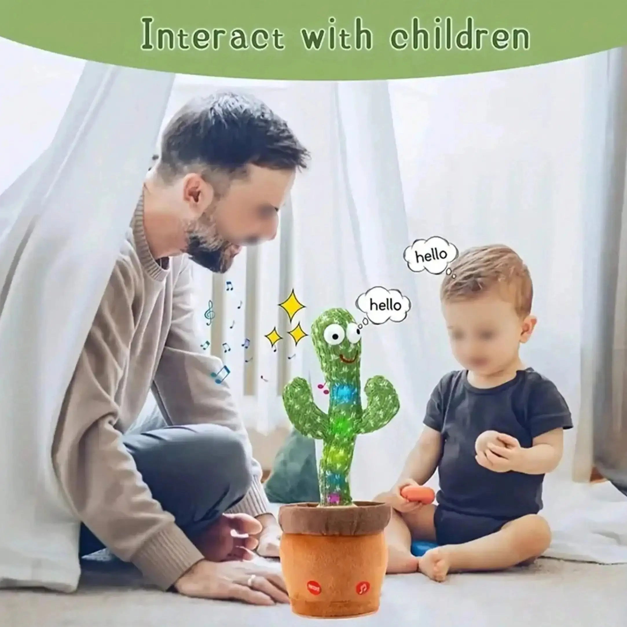 1pc-Dancing Talking Cactus Toys For Baby Boys And Girls, Singing Mimicking Recording Repeating What You Say Sunny Cactus Up Plus