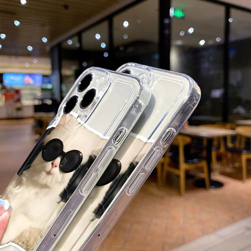 Lovely Cat Soft Phone Case For iPhone 14 Pro Case iPhone 12 13 15 11 Pro Max X XR XS 7 8 15 Plus SE 2020 SE3 Cartoon Cute Cover