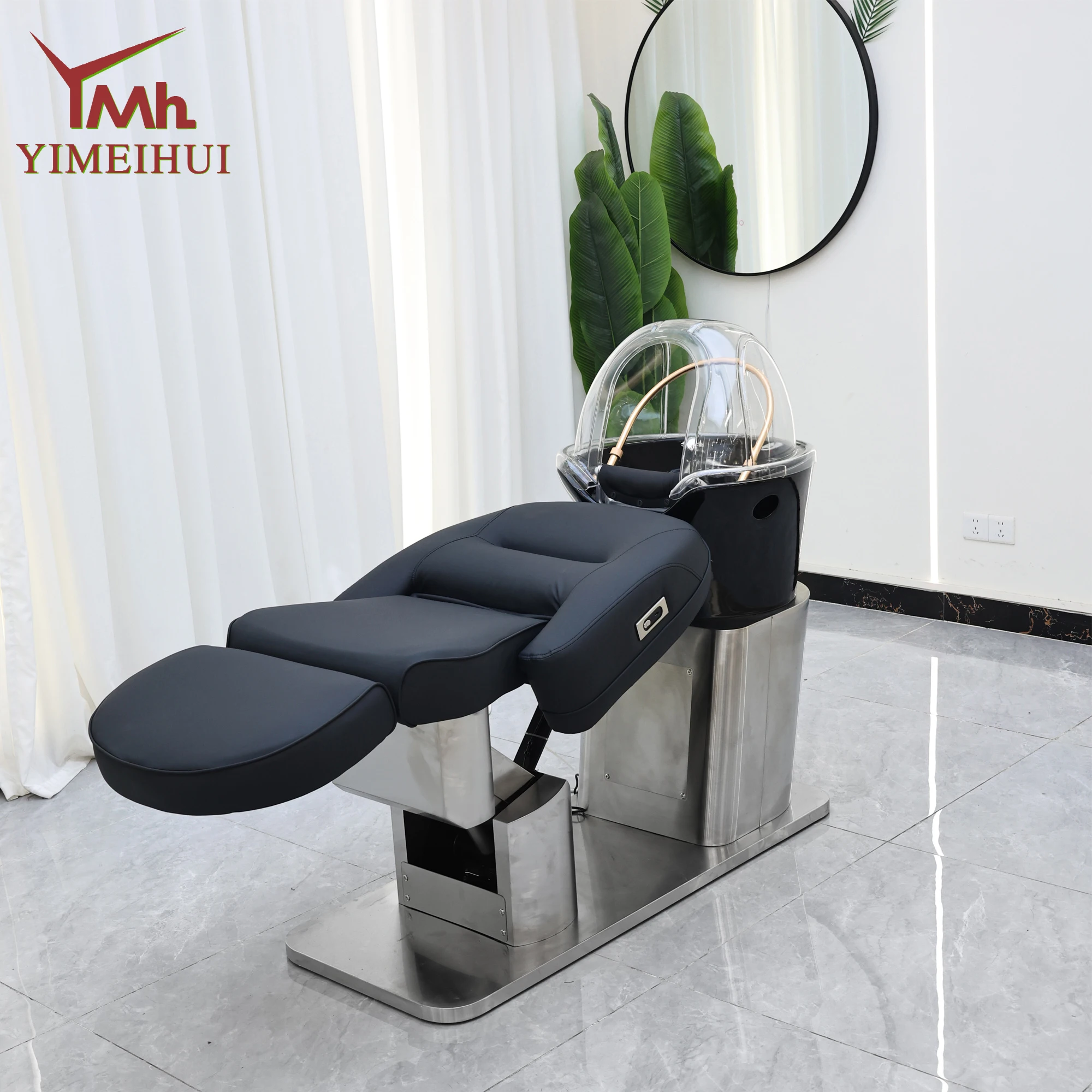 Wielofunkcyjne łóżko do spa z funkcją masażu głowy, krzesło do mycia włosów z parą, fotel do mycia włosów do salonów kosmetycznych i masażu.