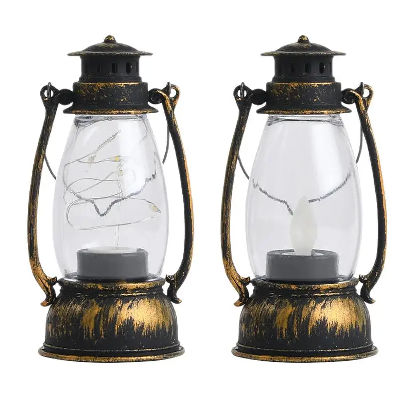 Vintage Lantern Battery Operated Hanging Candle Light Retro Antique LED Oil for Christmas Indoor Outdoor Garden