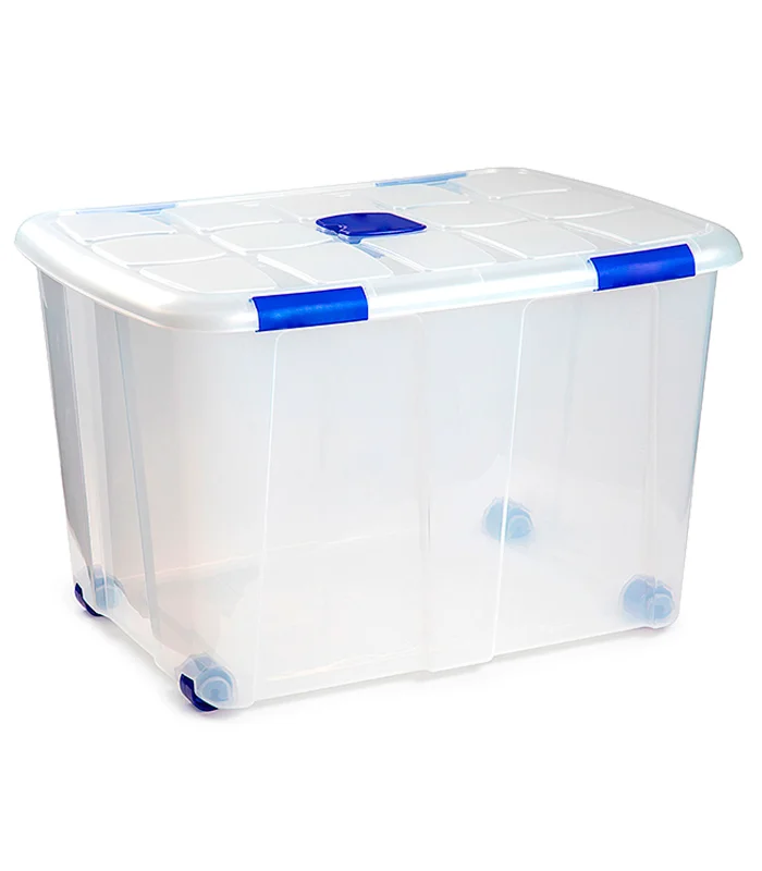 Tradineur clear plastic box 46,4x56,5x76,8 cm, with capacity of 133 litres, plastic container for a