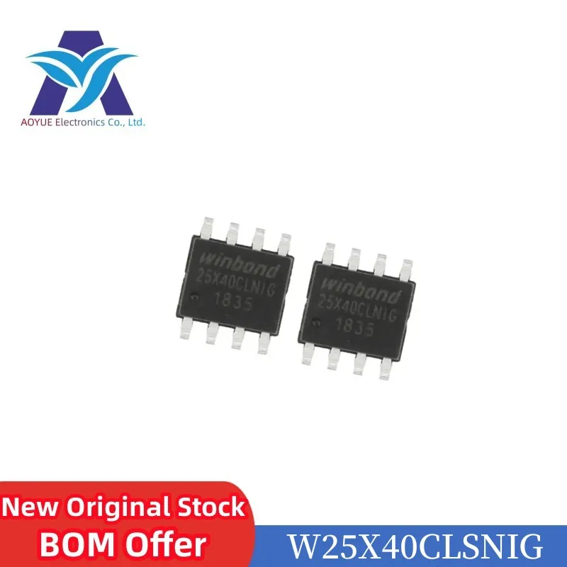 W25X40CLSNIG  W25X40CLNIG code: 25X40CLNIG TR NOR Flash Serial (SPI, Dual SPI) 2.5V/3V/3.3V 4M-bit 512K x 8 8ns 8-Pin SOIC