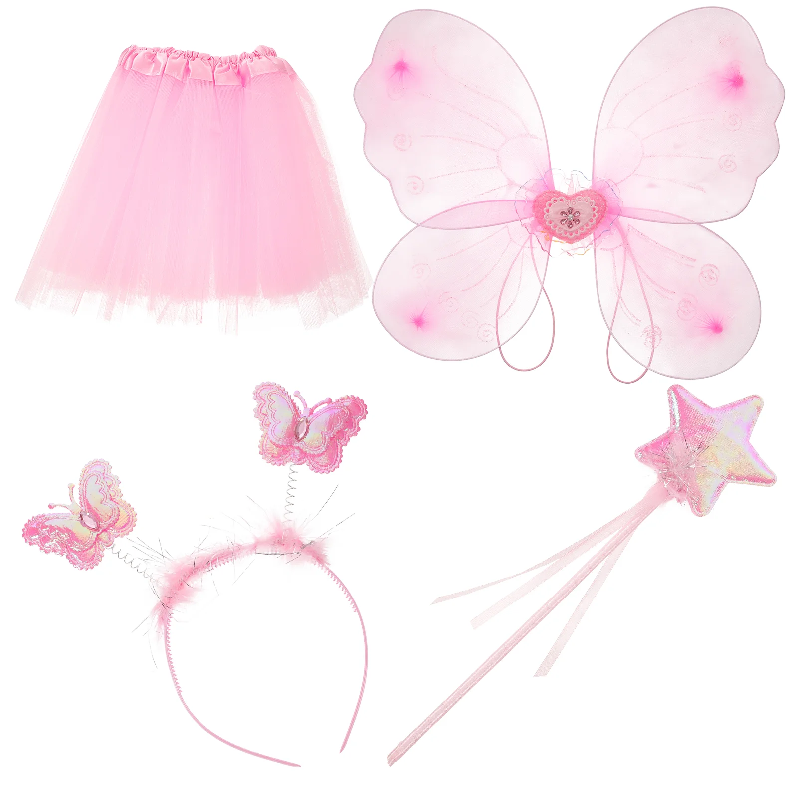 Butterfly Wings Four Piece Set Fairy Costume Girl' Party Supplies Cosplay Headband Performing Fabric Stockings