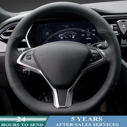 Customized Car Steering Wheel Cover Hand Sewing Non-slip Car Accessories For Tesla Model S 2009-2018 Tesla Model X 2012-2018