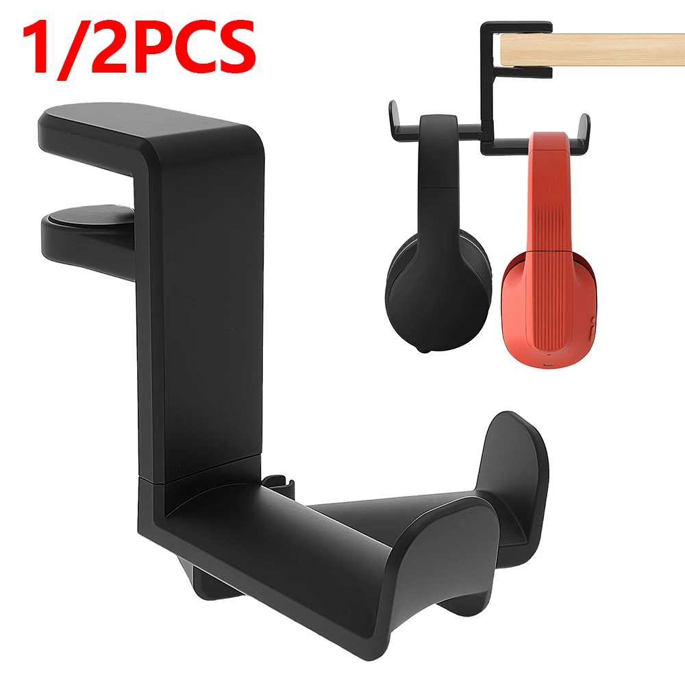 1/2 Stück 360 °   Rotierender Dual-Haken-Kopfhörerständer, universeller Klemm-Tischständer, verstellbarer Gaming-Headset-Halter für Zuhause
