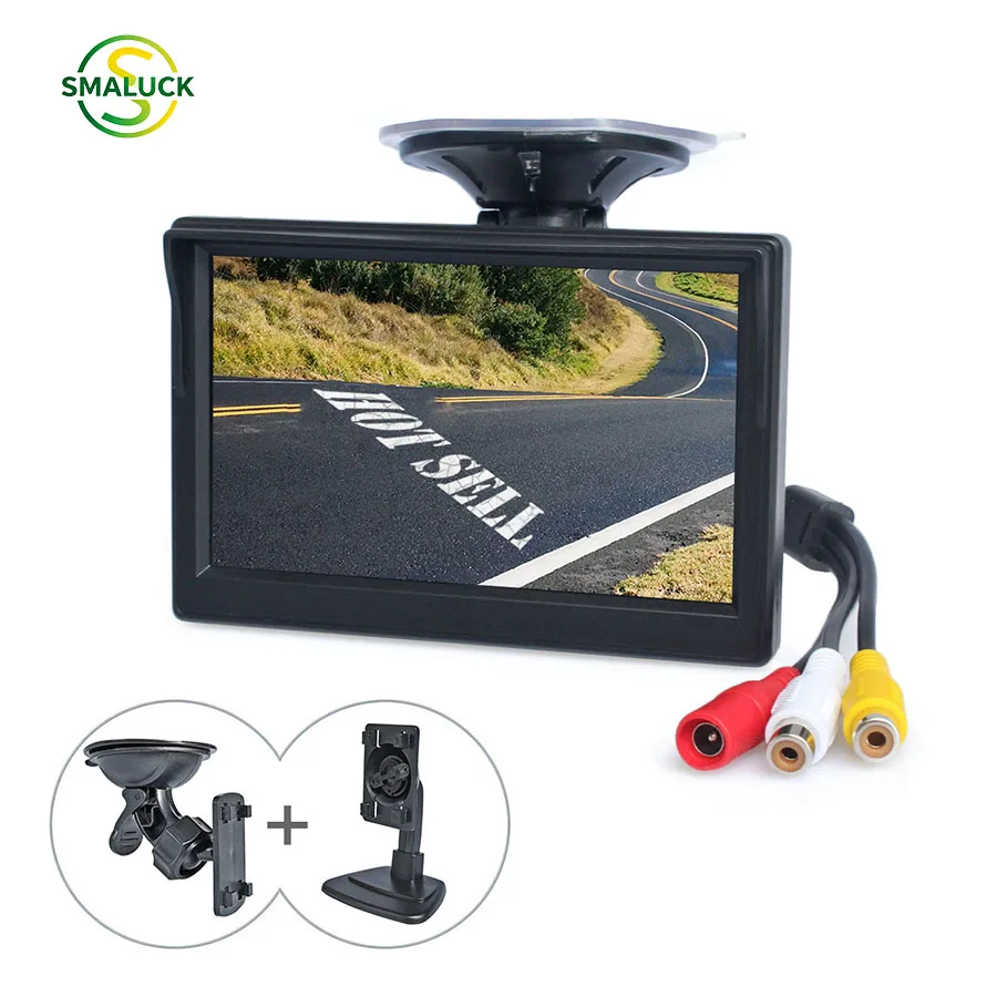 SMALUCK 5 Inch TFT LCD Display Rear View Car Monitor with Suction Cup Bracket for MPV SUV Horse Lorry