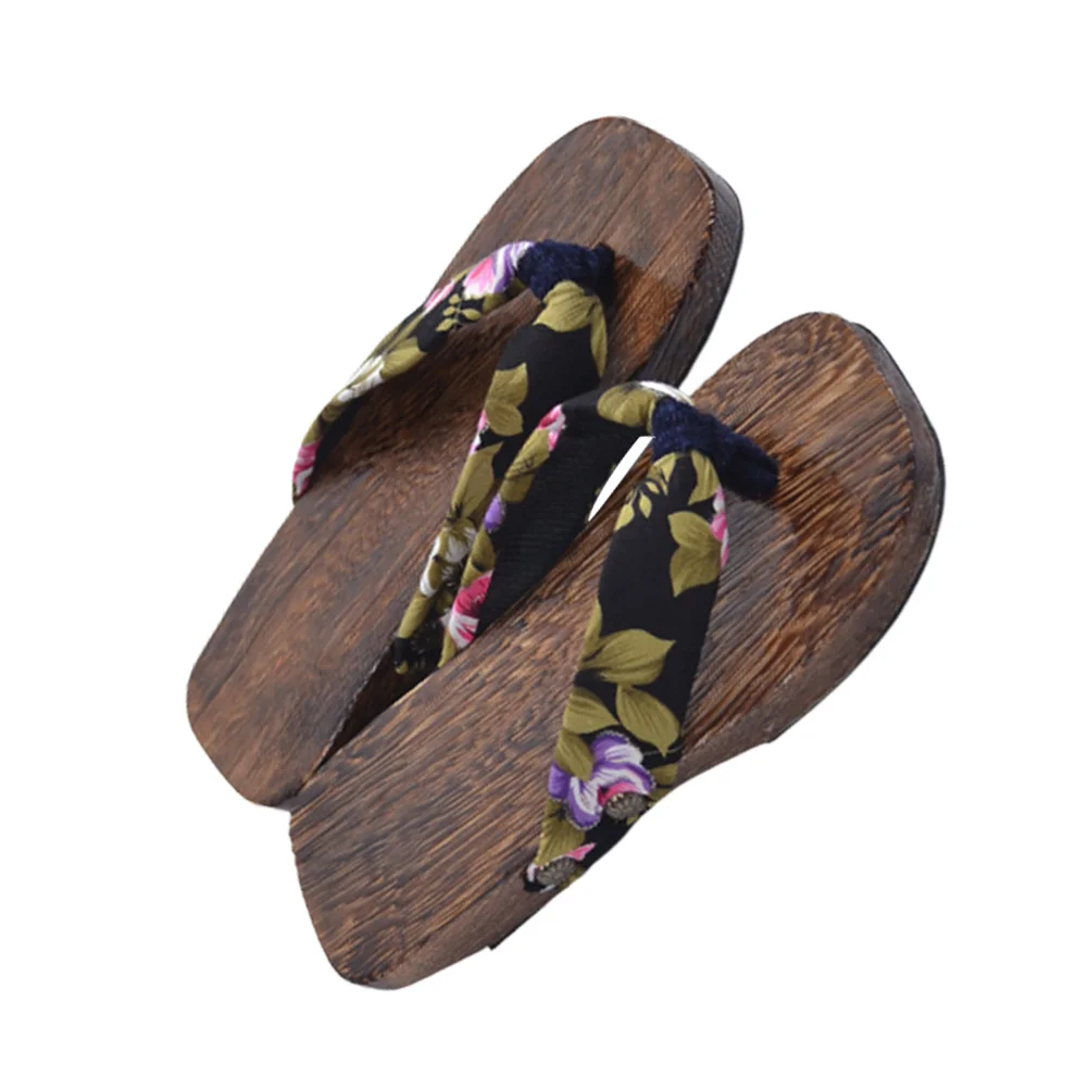 

Paulownia Wood Clogs Baby Slippers Classic Printed Fabric Shoelaces High Density Eva Anti Slip 18- Flops