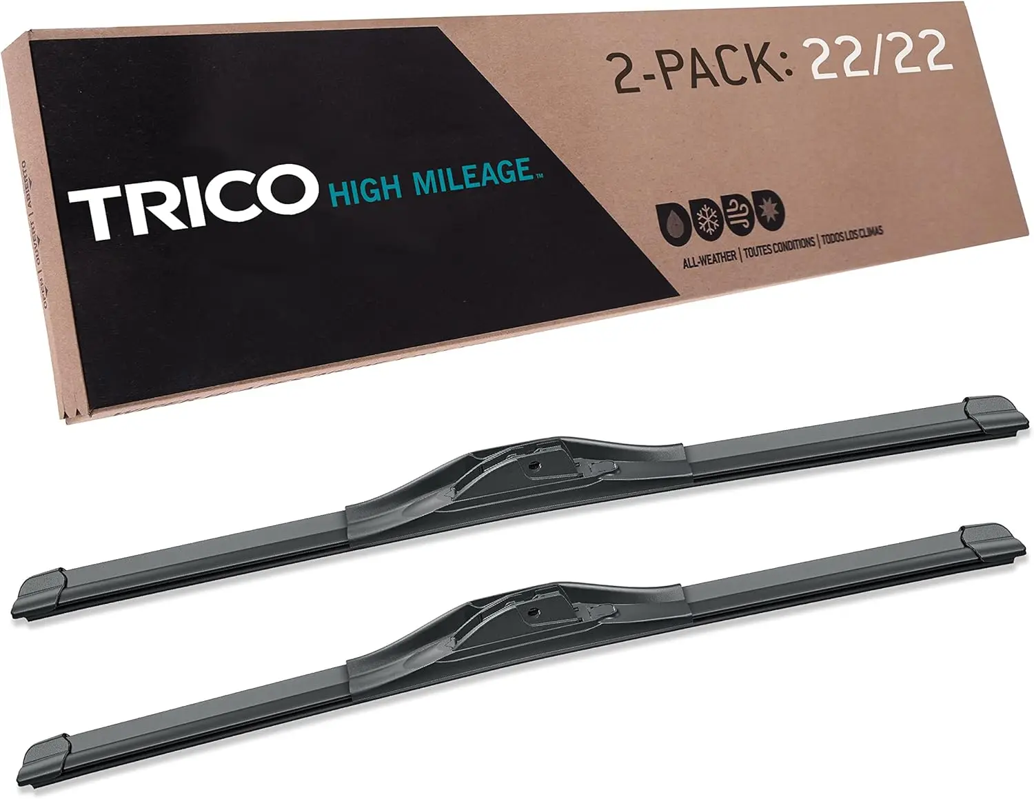 

22 Inch High Mileage Windshield Wiper Blades, Pack of 2, Compatible with Select Truck and SUV Models