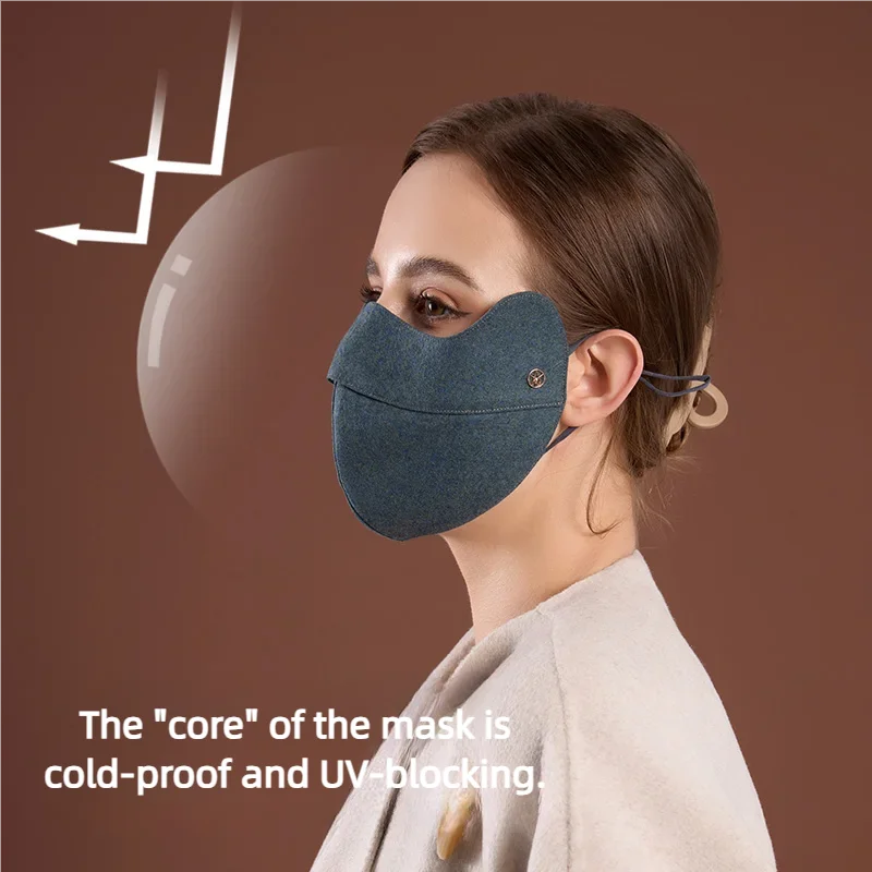 Mask for Women with Good Looks 2025 New Silk Sun Protection and Uv Protection Washable Autumn and Winter Windproof and Cold-Proof Stereo