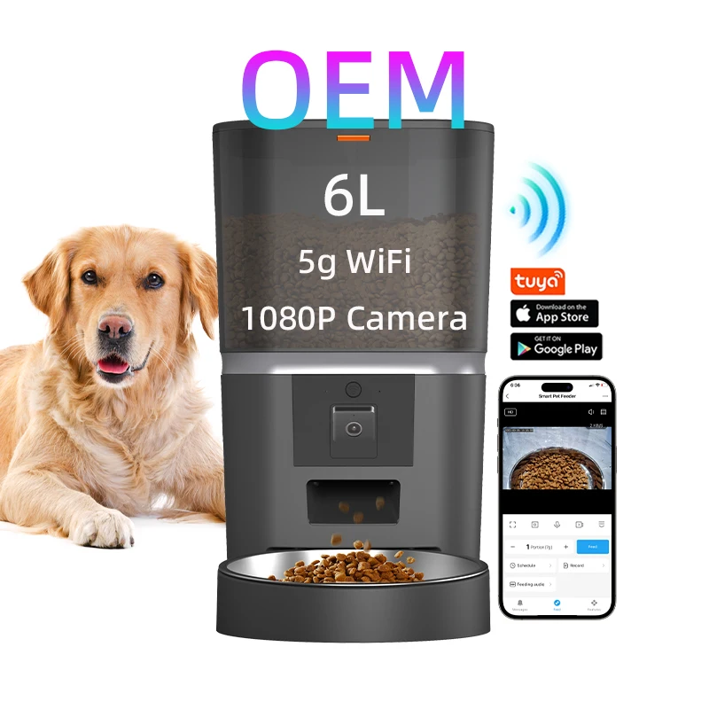 

6L Automatic Cat Feeder Wifi Smart Pet Feeder Cat and Dog 5g Automatic Dog Food Dispenser Camera Smart Pet Feeder