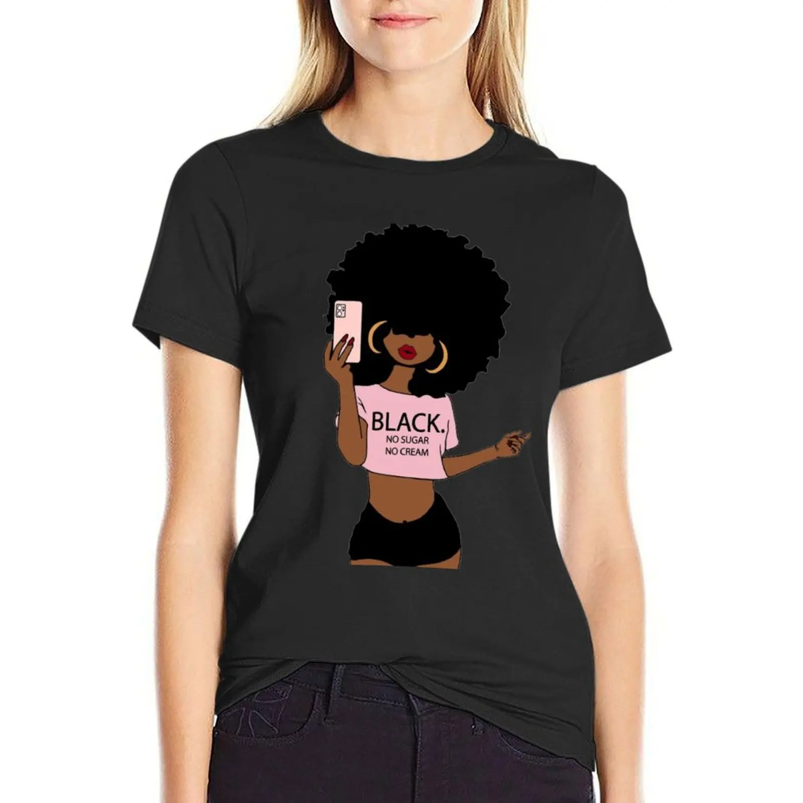 

Black no sugar no cream T-Shirt funny cute clothes Womens graphic t shirts