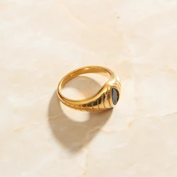 SOMMAR Xmas Gift Gold Plated color size 5 6 7 8 9 Goddess stainless_steel Engagement rings black eye zircon opal charms
