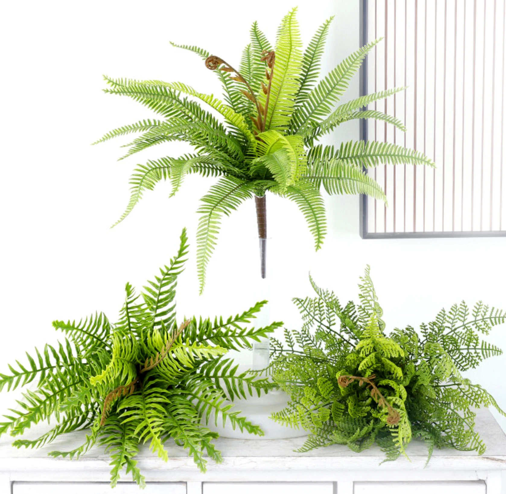 48cm/18.9in Artificial fern leaves, rich fern, Persian grass, fine leaf fern, wall greening, home hotel office DIY landscape