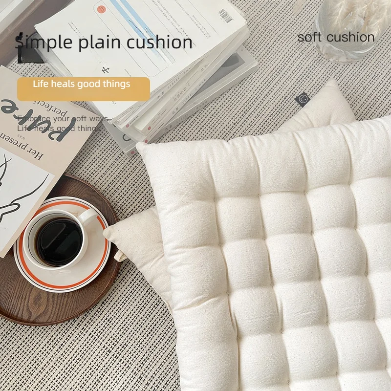 

High-End Tatami Round Cushion Dining Chair Strap-On Chair Cushion Japanese-Style Plain Square Seat Cushion for Long Sitting
