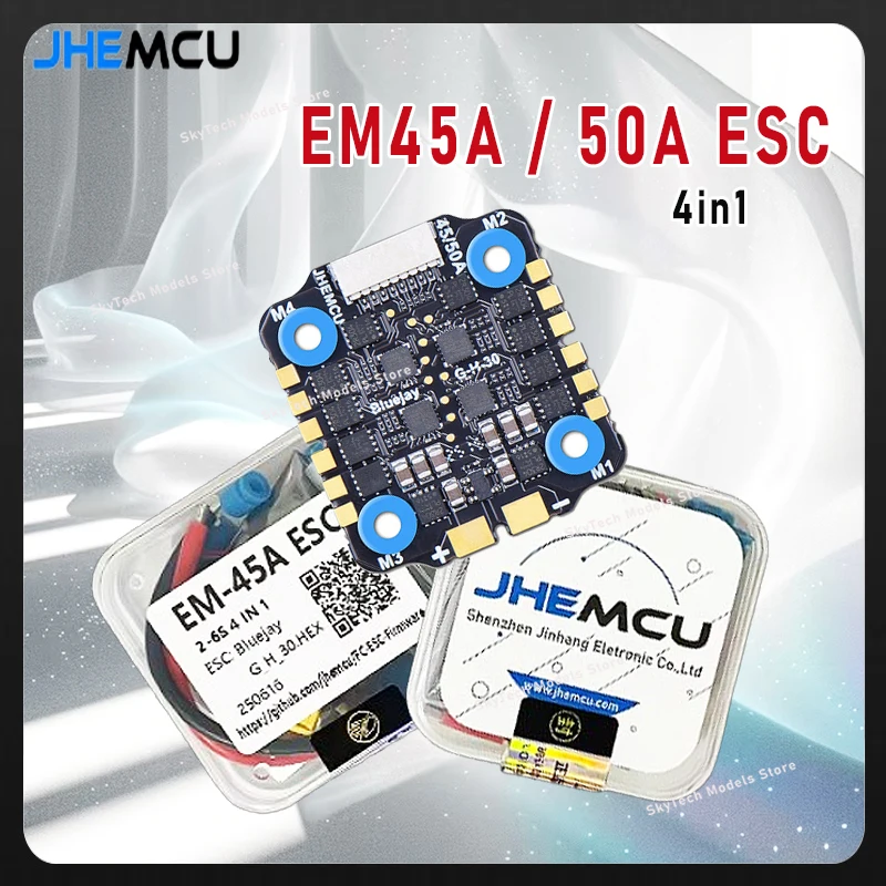 

JHEMCU EM45A / 50A 4in1 ESC 2-6S Lipo With Blue Jay Firmware Can Be Updated To BLHELI_S Firmware 20x20mm for RC FPV Drone Parts