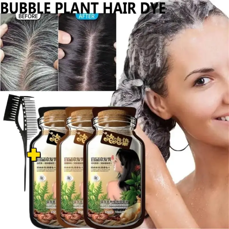 Hair Dye Shampoo Natural Plant Bubble Hair Dye Long-lasting Hair Color Plant-based Foam Hair Coloring Shampoo Covers Gray Hair