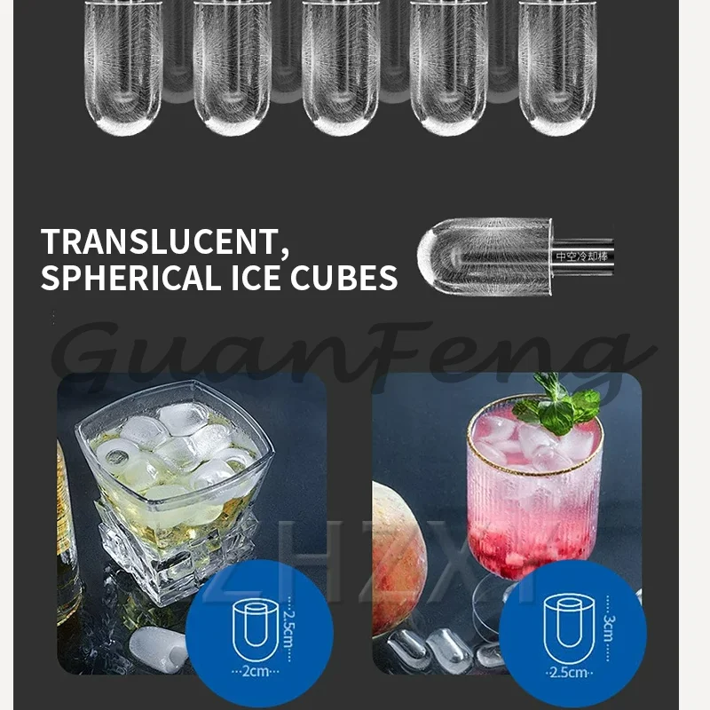 Household 2‑in‑1 Ice‑Water Dispenser 15KG Daily Ice Yield Manual/Automatic Water Filling Adjustable Bullet Ice Maker