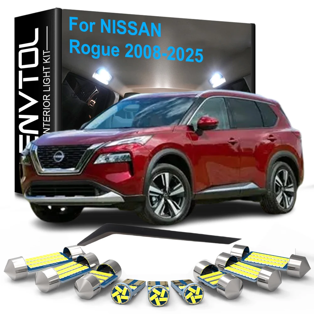 

Car LED Interior Lights Canbus For Nissan Rogue 2008-2014 2015 2016 2017 2018 2019 2020-2025 Dome Read Trunk License plate Lamps