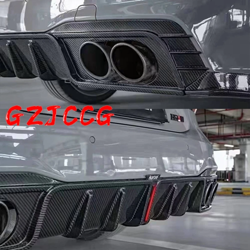 High Quality Carbon fiber Rear Bumper Lip Spoiler Diffuser Cover For Audi A7 S7 RS7 2019 2020 2021 Year (With Lamp)