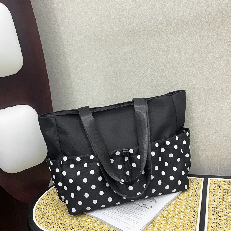 

Женская сумка-тоут в горошек, весенняя, большая вместимость, повседневная, простая, на плечо, стильная, для поездок на работу