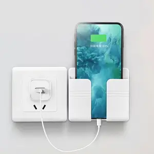 Free punch Wall Mount Phone Plug Holder, Charging Support, Air Conditioning, TV, Remote Control, Storage Box, White, 1PC 12 MAIN SALES BOX BOX - №3